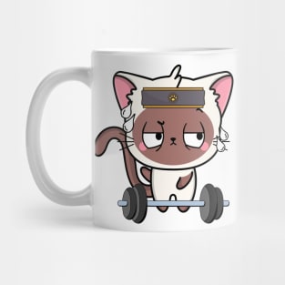 Funny Siamese cat is exercising Mug